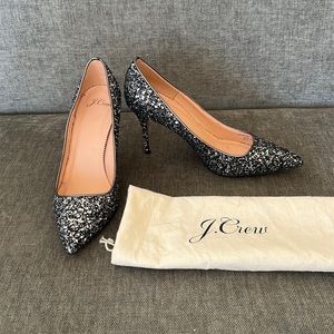 Black and silver sparkly jcrew pumps only worn a couple of times
